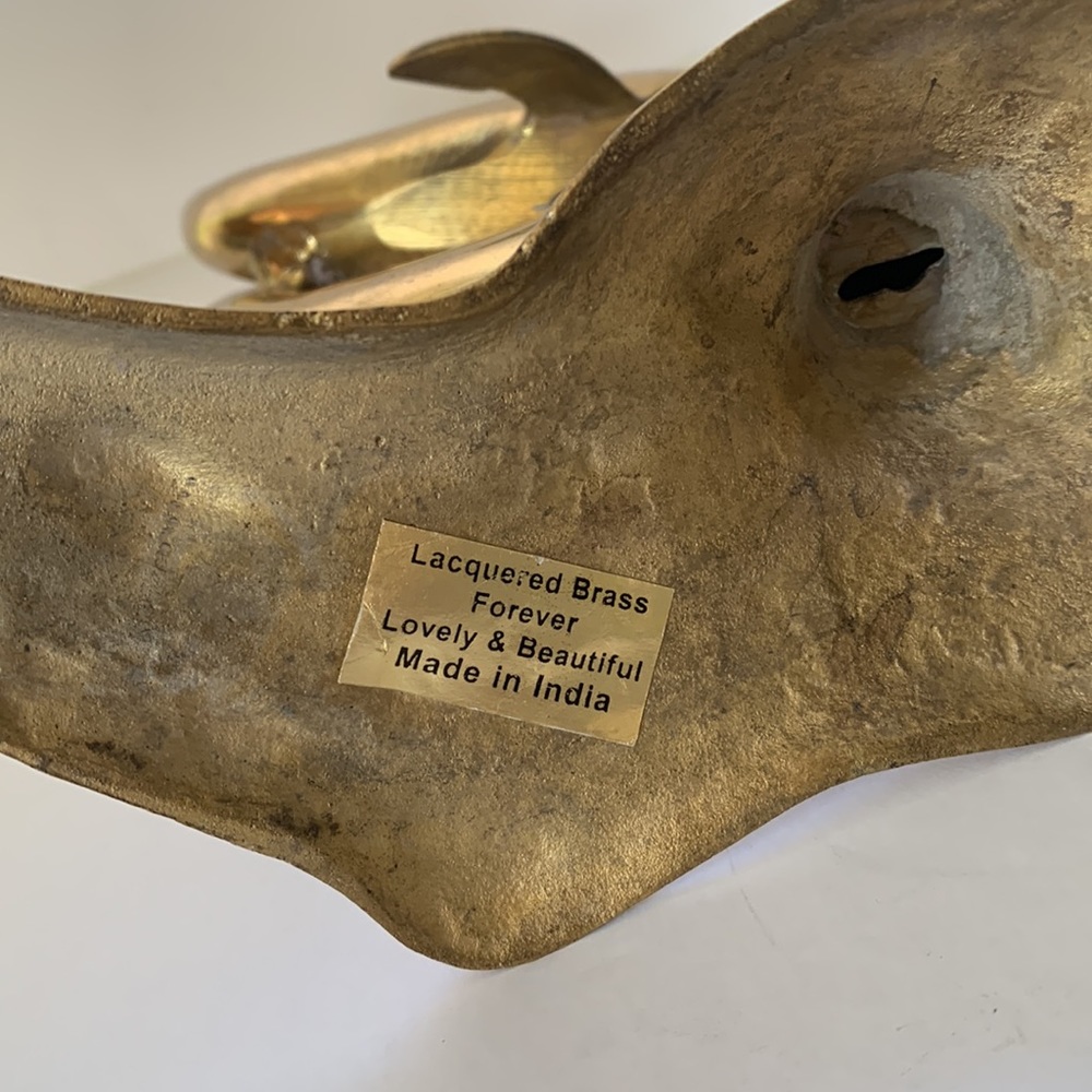 Mid Century Modern Brass Dolphins Vintage Set Of Two Brass Sculptures - Picture 7 of 7